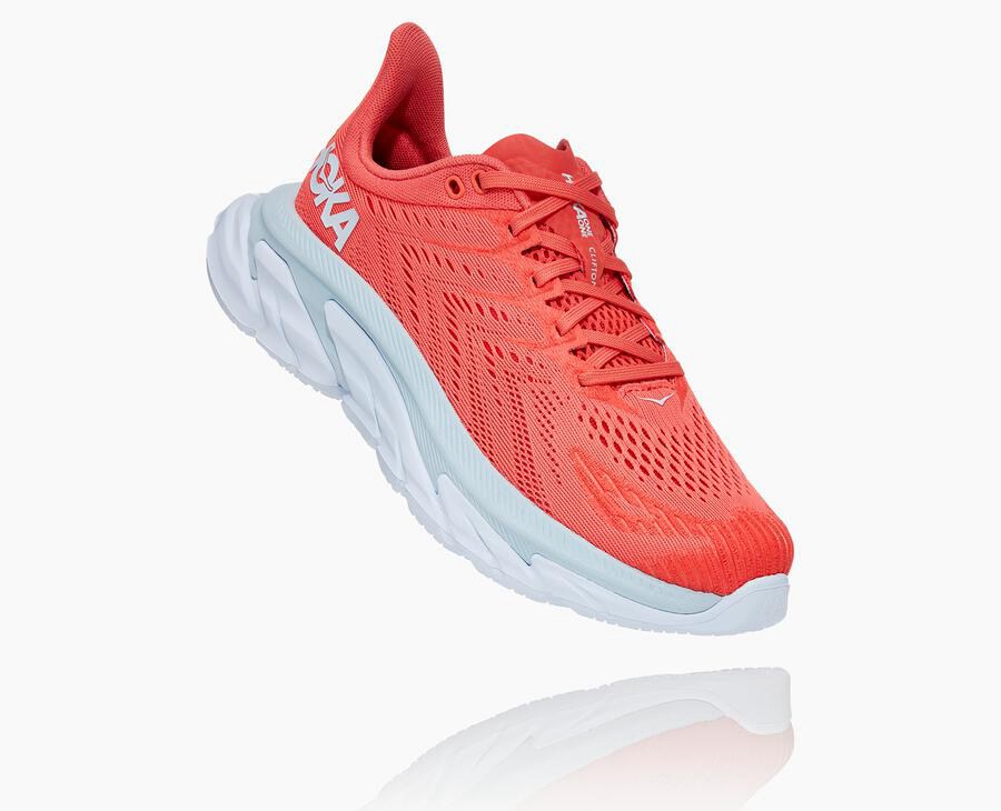 Hoka One One Koşu Ayakkabısı Kadın Kırmızı/Beyaz - Clifton Edge - TY2106983